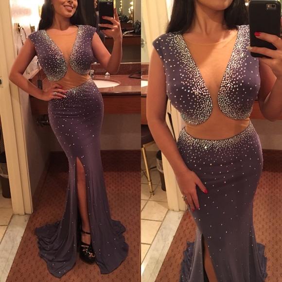 Dresses & Skirts - NWT Sexy Gray Beaded Gown - Prom Dress